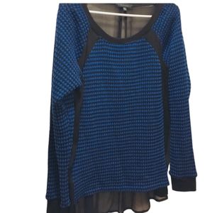 Sanctuary womens size medium black and blue print sheer blouse